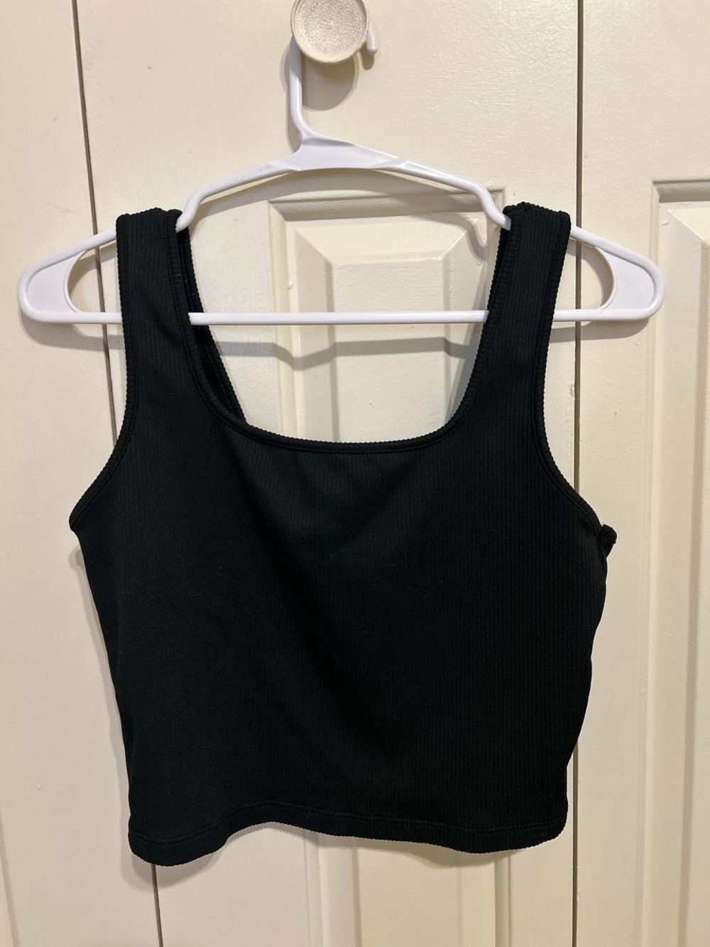 wild fable Black Ribbed Square Neck Crop Tank